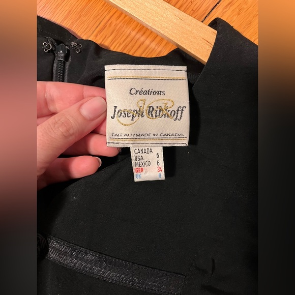 Skater Style Black Longsleeve Dress w Faux Satin Buttons and Detailing - Picture 4 of 7